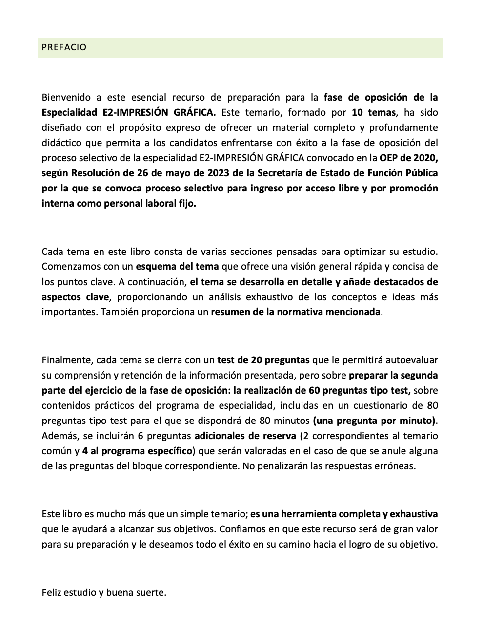 Prefacio del temario Especialidad E2 IMPRESIÓN GRÁFICA