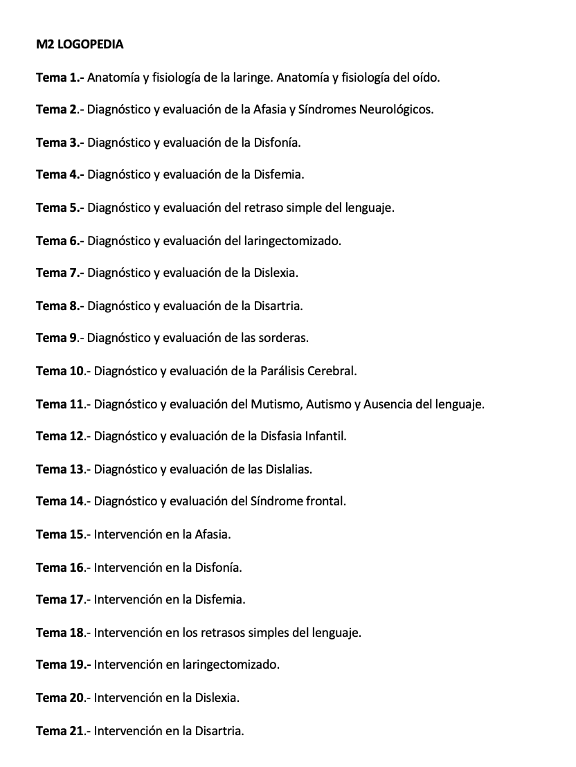 Programa de la Especialidad M2 LOGOPEDIA (1/2)