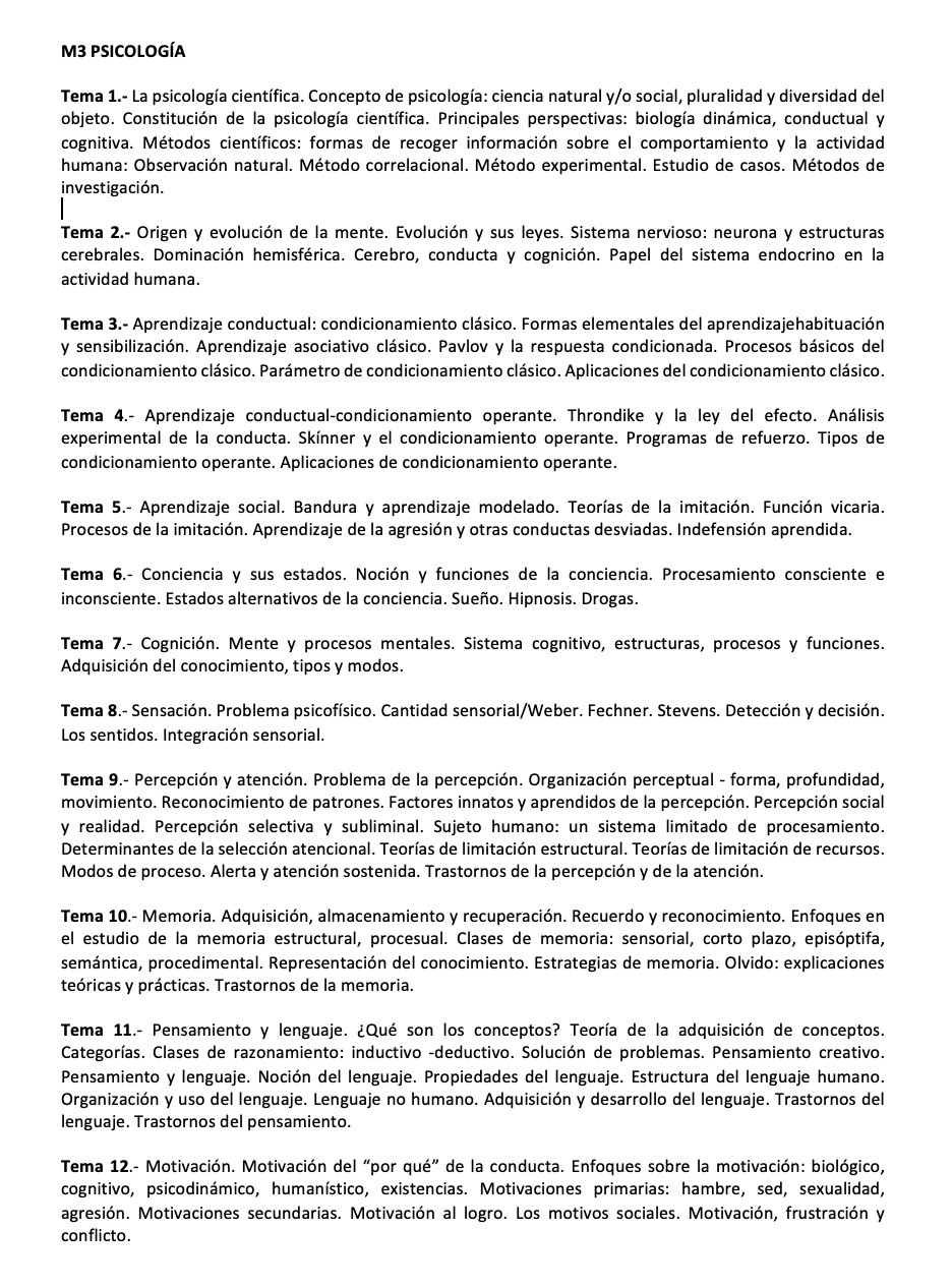 Programa de la Especialidad M3 PSICOLOGÍA (1/3)