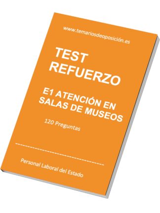 Portada del TEST DE REFUERZO Especialidad E1 ATENCIÓN EN SALAS DE MUSEOS